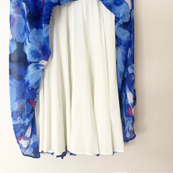 Maggy London Sleeveless Blue Floral Dress Women's Size 16 Pleated Skirt Spring - Picture 5 of 7